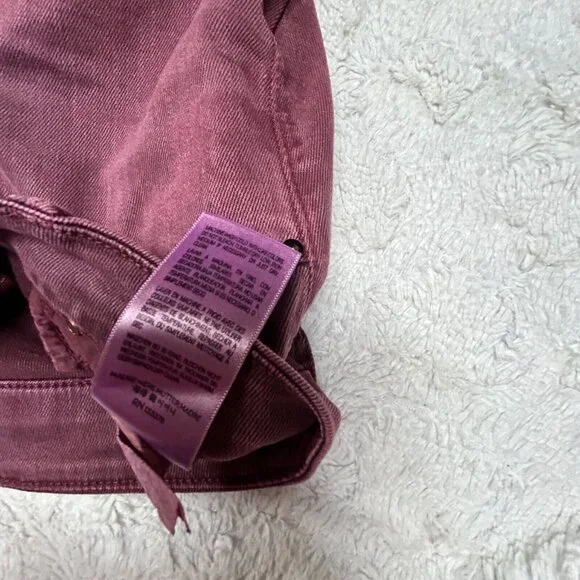 Mother Women's The Looker Crop Pop Slim Fit Jeans Size 25 Burgundy Mid-Rise